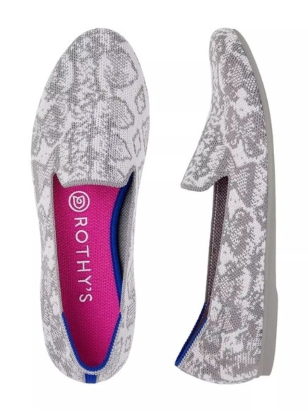Rothy’s The Loafer Ivory Grey Snake NWOB Size 8